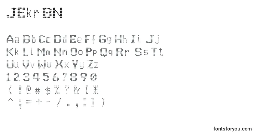 Schriftart JEkrBN – Alphabet, Zahlen, spezielle Symbole