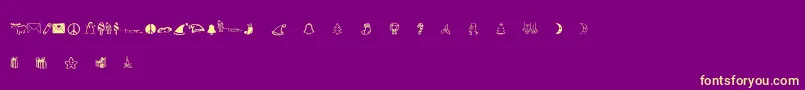 Fonte NoyeuxJoel – fontes amarelas em um fundo roxo