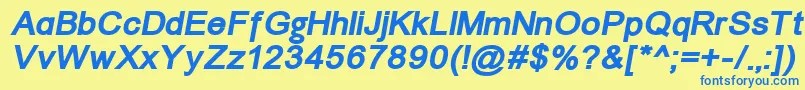 フォントUn866bi – 青い文字が黄色の背景にあります。