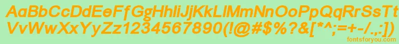 Un866bi-Schriftart – Orangefarbene Schriften auf grünem Hintergrund