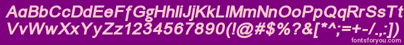Un866bi-fontti – vaaleanpunaiset fontit violetilla taustalla