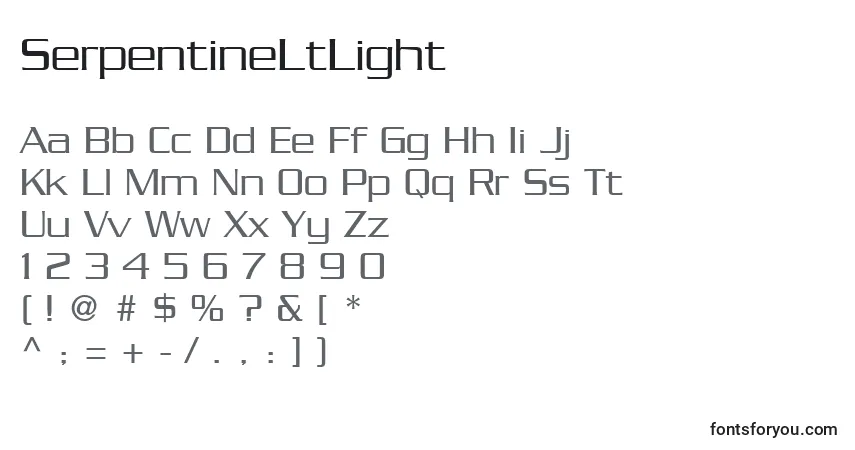 SerpentineLtLight Font – alphabet, numbers, special characters