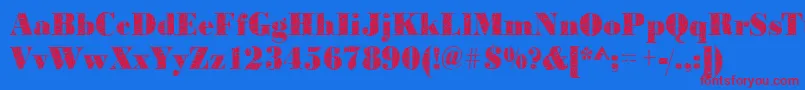 Bodoniteensy2Regular Font – Red Fonts on Blue Background