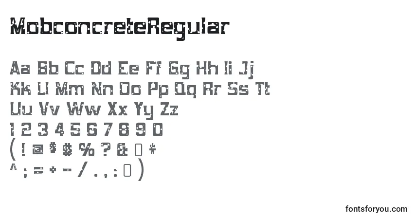 Schriftart MobconcreteRegular – Alphabet, Zahlen, spezielle Symbole
