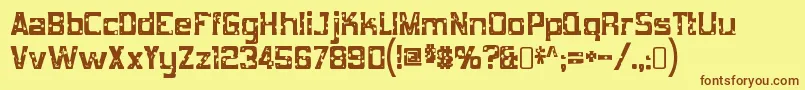 フォントMobconcreteRegular – 茶色の文字が黄色の背景にあります。