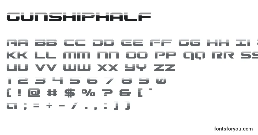 Schriftart Gunshiphalf – Alphabet, Zahlen, spezielle Symbole