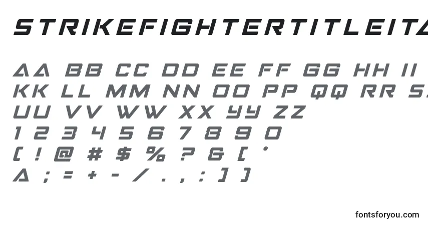 Шрифт Strikefightertitleital – алфавит, цифры, специальные символы