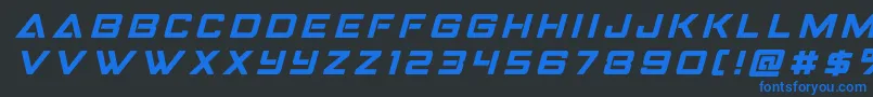 Strikefightertitleital-Schriftart – Blaue Schriften auf schwarzem Hintergrund