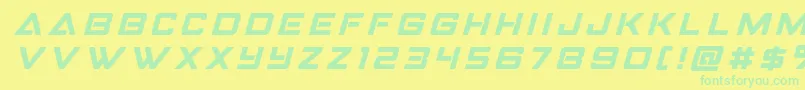 Strikefightertitleital-Schriftart – Grüne Schriften auf gelbem Hintergrund