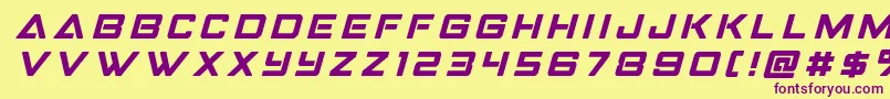 Strikefightertitleital Font – Purple Fonts on Yellow Background