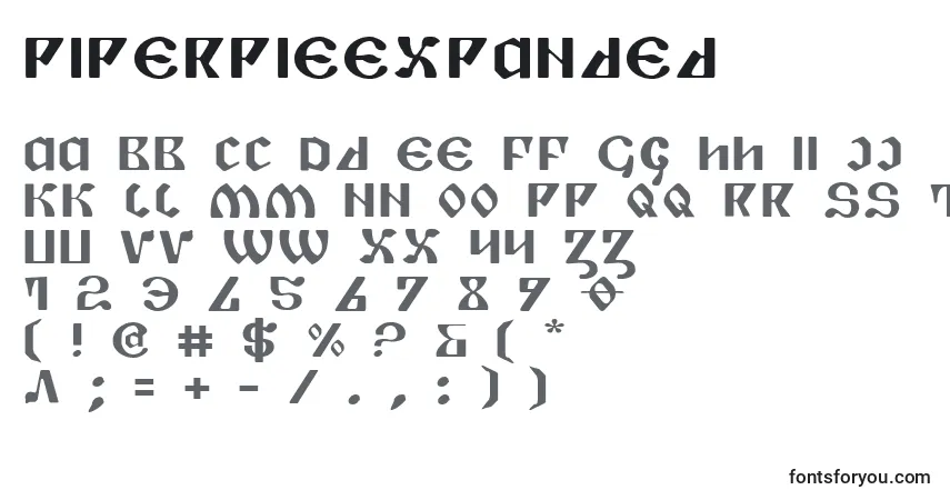 A fonte PiperPieExpanded – alfabeto, números, caracteres especiais
