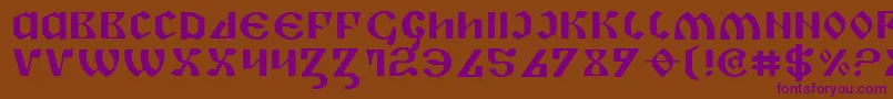 Czcionka PiperPieExpanded – fioletowe czcionki na brązowym tle