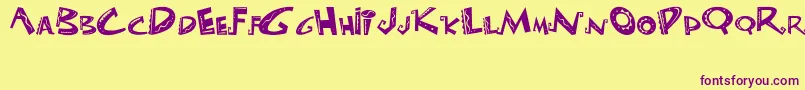 LasLocurasDelEmperador Font – Purple Fonts on Yellow Background