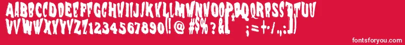 Vtc Nightofthewackeddead-fontti – valkoiset fontit punaisella taustalla