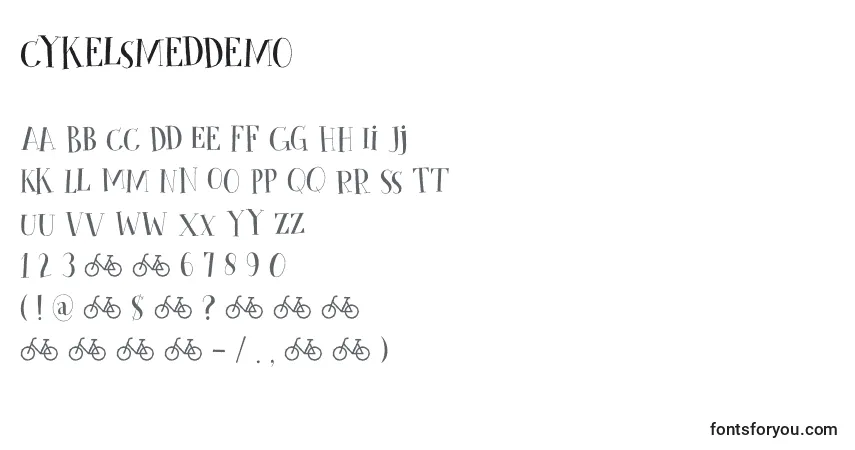 Czcionka CykelsmedDemo – alfabet, cyfry, specjalne znaki
