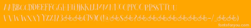 CykelsmedDemo-fontti – vaaleanpunaiset fontit oranssilla taustalla