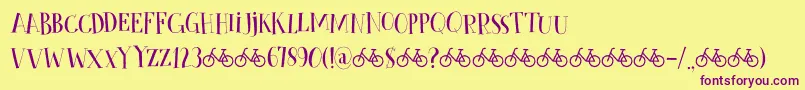 CykelsmedDemo-fontti – violetit fontit keltaisella taustalla