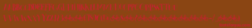 フォントCykelsmedDemo – 赤い文字が茶色の背景にあります。