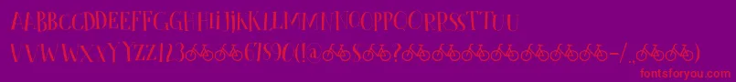 CykelsmedDemo-fontti – punaiset fontit violetilla taustalla
