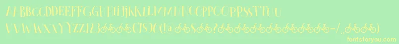 CykelsmedDemo-fontti – keltaiset fontit vihreällä taustalla