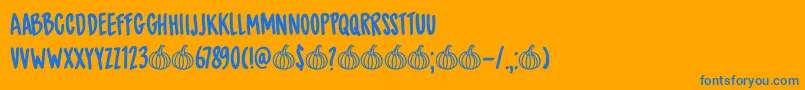 Fonte DkSpicedPumpkin – fontes azuis em um fundo laranja