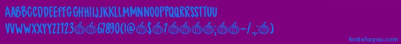 DkSpicedPumpkin-Schriftart – Blaue Schriften auf violettem Hintergrund