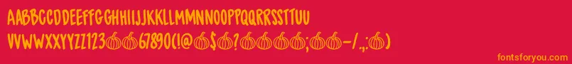 DkSpicedPumpkin Font – Orange Fonts on Red Background