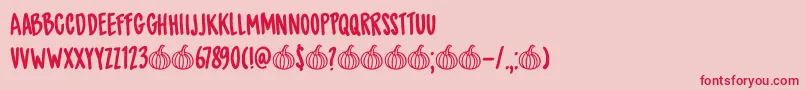 Fonte DkSpicedPumpkin – fontes vermelhas em um fundo rosa