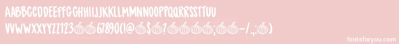 DkSpicedPumpkin-Schriftart – Weiße Schriften auf rosa Hintergrund