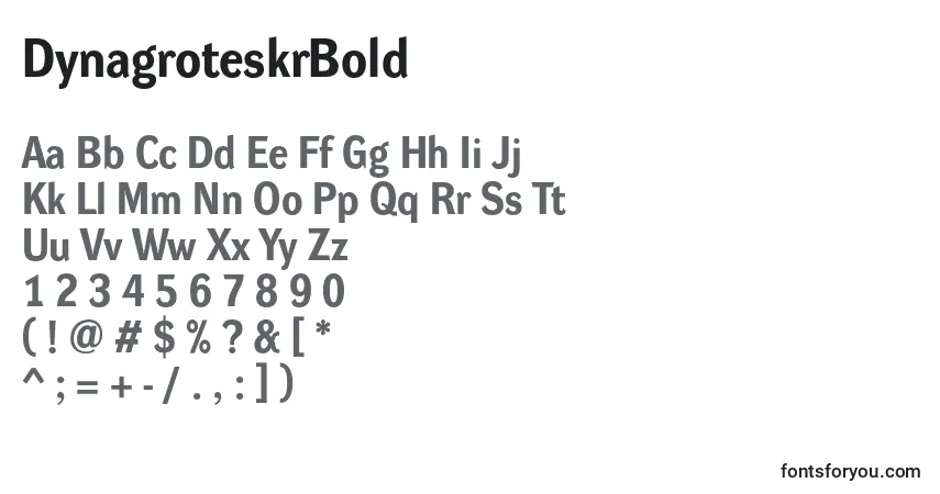 A fonte DynagroteskrBold – alfabeto, números, caracteres especiais