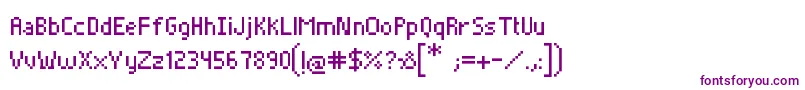 Fonte Pixelade – fontes roxas em um fundo branco