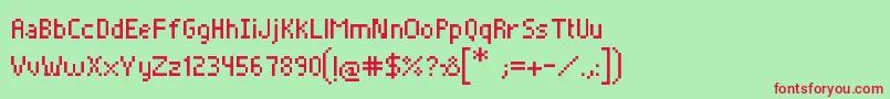 フォントPixelade – 赤い文字の緑の背景