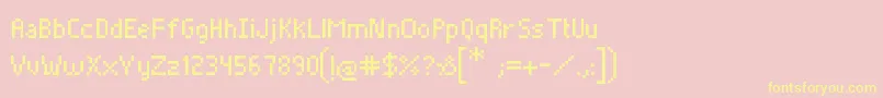 Pixelade-Schriftart – Gelbe Schriften auf rosa Hintergrund