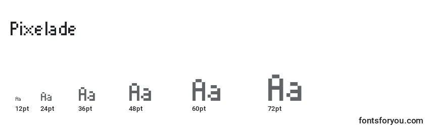 Größen der Schriftart Pixelade