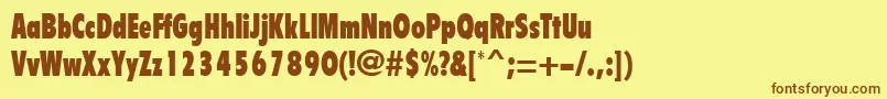 Fonte BulletinRegular – fontes marrons em um fundo amarelo