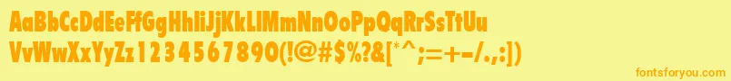 Fonte BulletinRegular – fontes laranjas em um fundo amarelo
