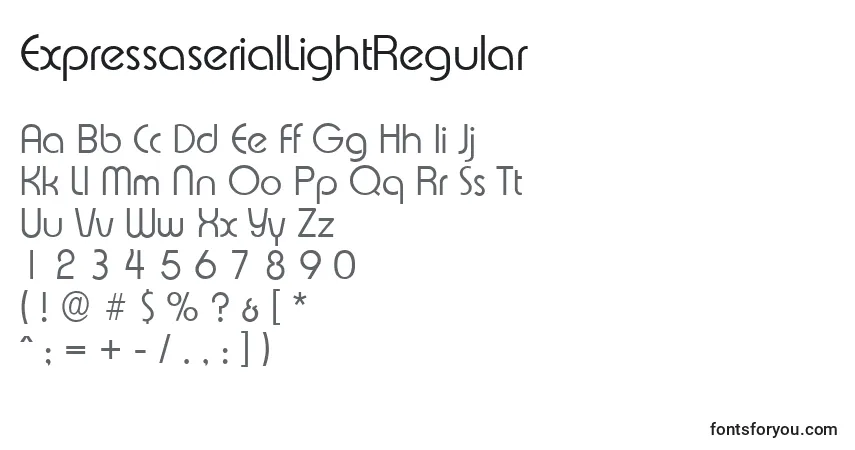Schriftart ExpressaserialLightRegular – Alphabet, Zahlen, spezielle Symbole