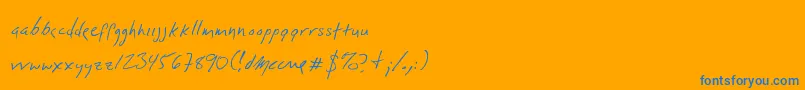 フォントDlylehand – オレンジの背景に青い文字