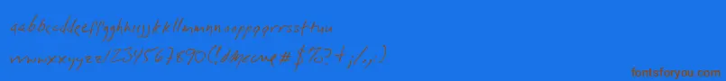 Dlylehand Font – Brown Fonts on Blue Background