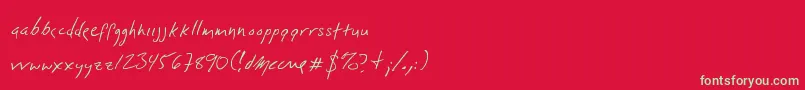 フォントDlylehand – 赤い背景に緑の文字