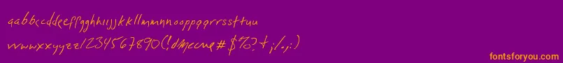 フォントDlylehand – 紫色の背景にオレンジのフォント