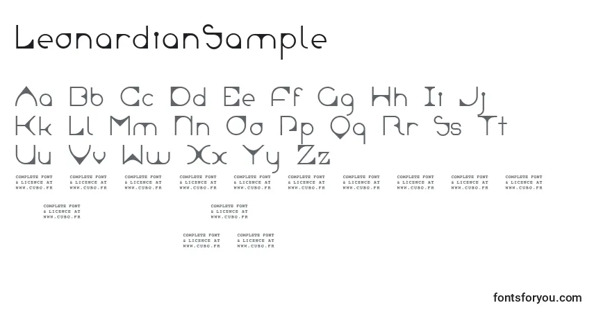 A fonte LeonardianSample – alfabeto, números, caracteres especiais