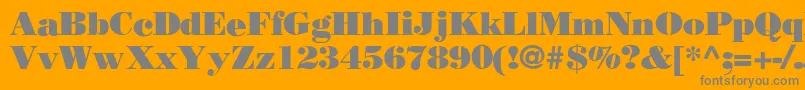 BodoniPosterSsiPosterBold-Schriftart – Graue Schriften auf orangefarbenem Hintergrund