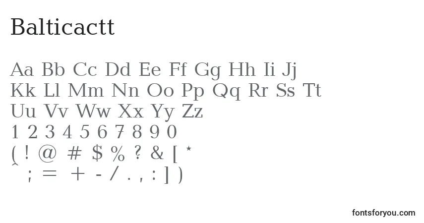 Balticactt-fontti – aakkoset, numerot, erikoismerkit