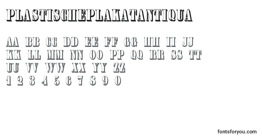 Schriftart Plastischeplakatantiqua (98749) – Alphabet, Zahlen, spezielle Symbole