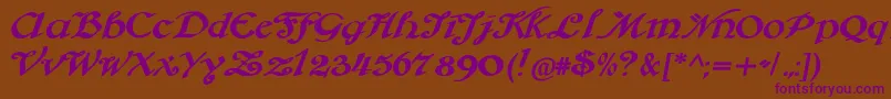 Brausepulver-Schriftart – Violette Schriften auf braunem Hintergrund