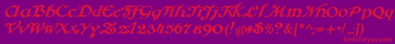 Brausepulver-Schriftart – Rote Schriften auf violettem Hintergrund