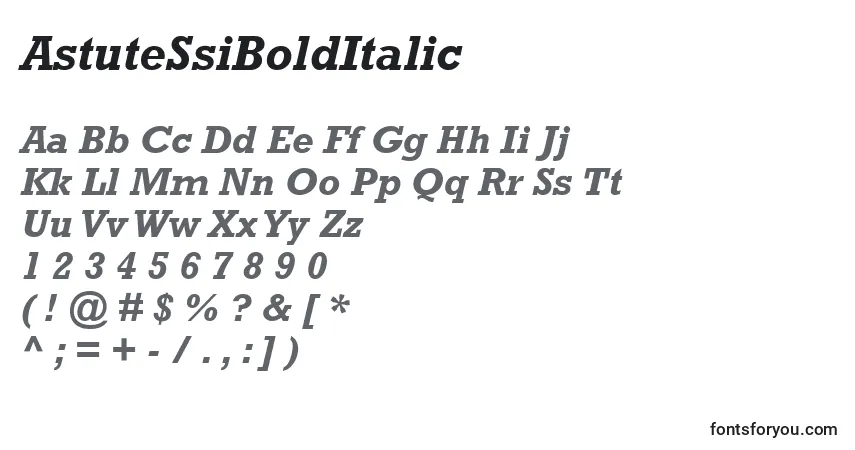 Schriftart AstuteSsiBoldItalic – Alphabet, Zahlen, spezielle Symbole