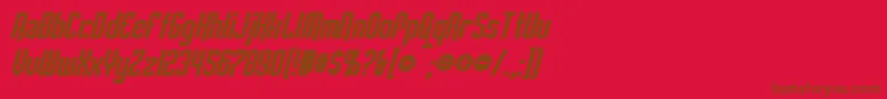 Więcej informacji o czcionce EmpanadaBoldItalic Czcionka EmpanadaBoldItalic – brązowe czcionki na czerwonym tle