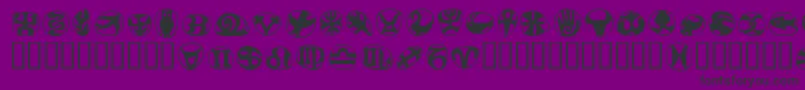 FrutigersymbolsRegular-fontti – mustat fontit violetilla taustalla